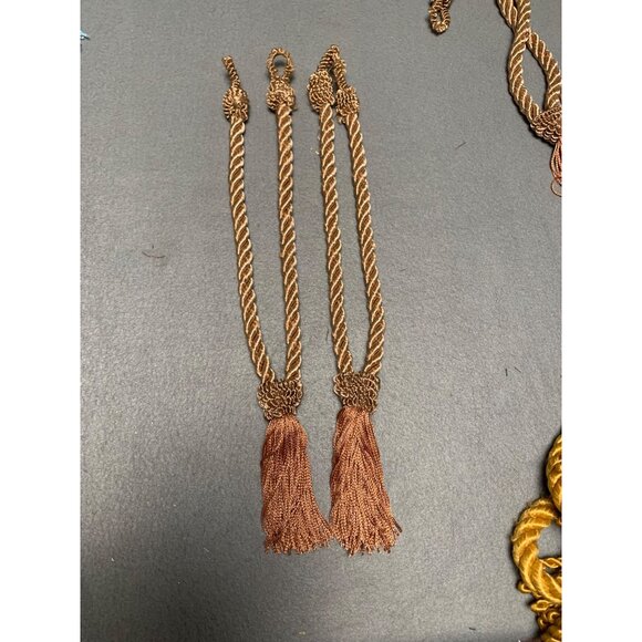 Vintage Brown Tassel Curtain Tiebacks 13" Long St of 2 Elegant Home Decor - Picture 7 of 12